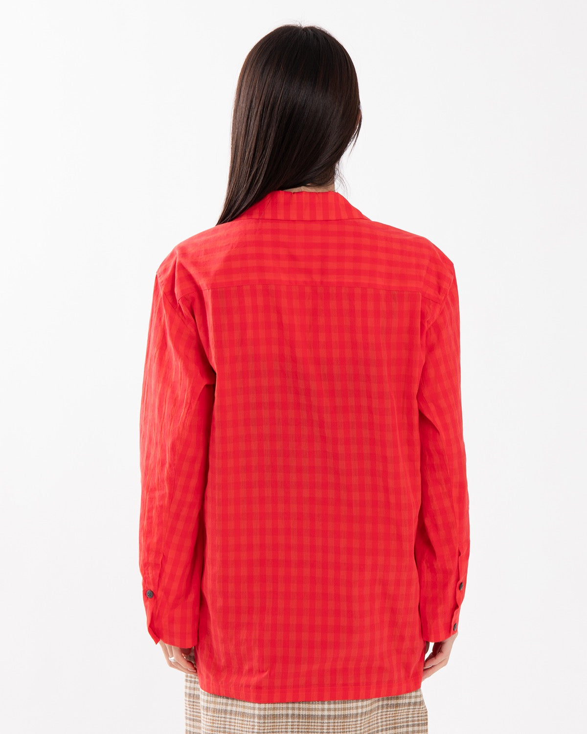 COTTON HIDDEN CHECK SLEEPING SHIRTSJACKET