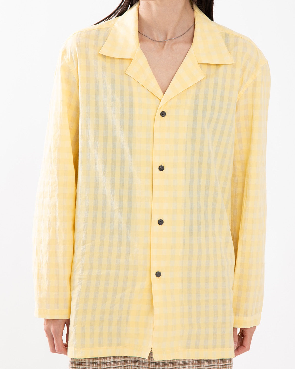 COTTON HIDDEN CHECK SLEEPING SHIRTSJACKET