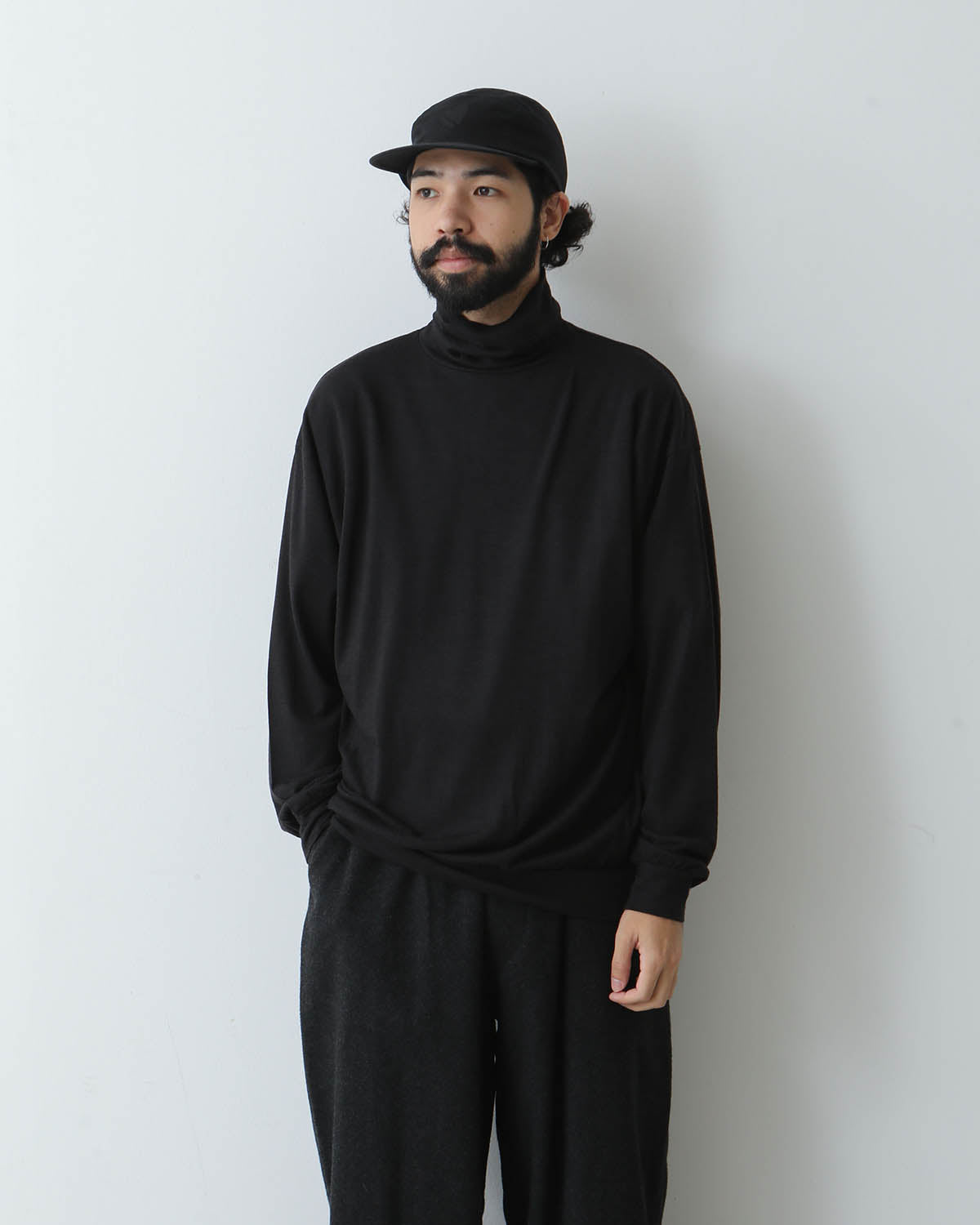 WOOL JERSEY LONG TURTLENECK