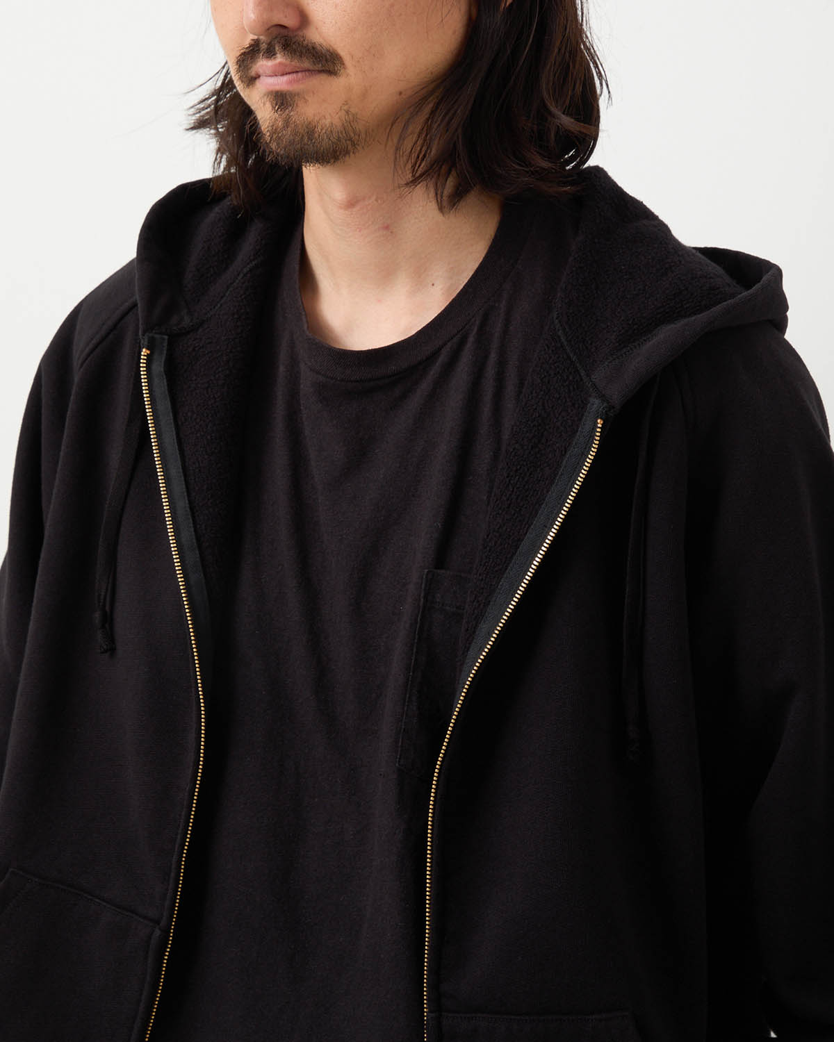 COTTON FLEECE ZIP PARKA