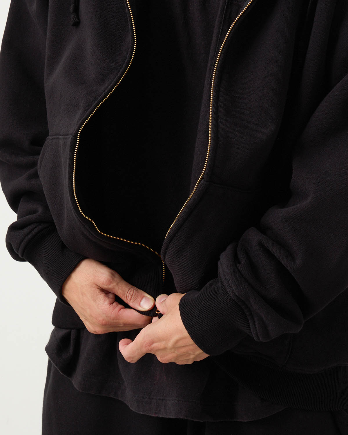 COTTON FLEECE ZIP PARKA