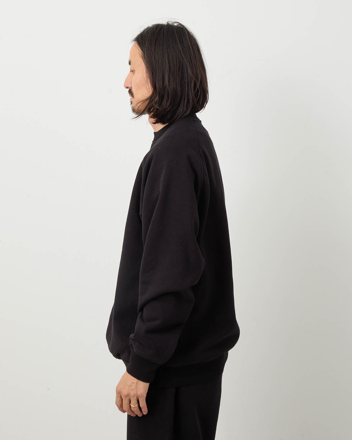 COMOLI / コットン裏毛クルーネック/ サイズ2/ブラック COMOLI / コットン裏毛クルーネック/ サイズ2/ブラック COMOLI