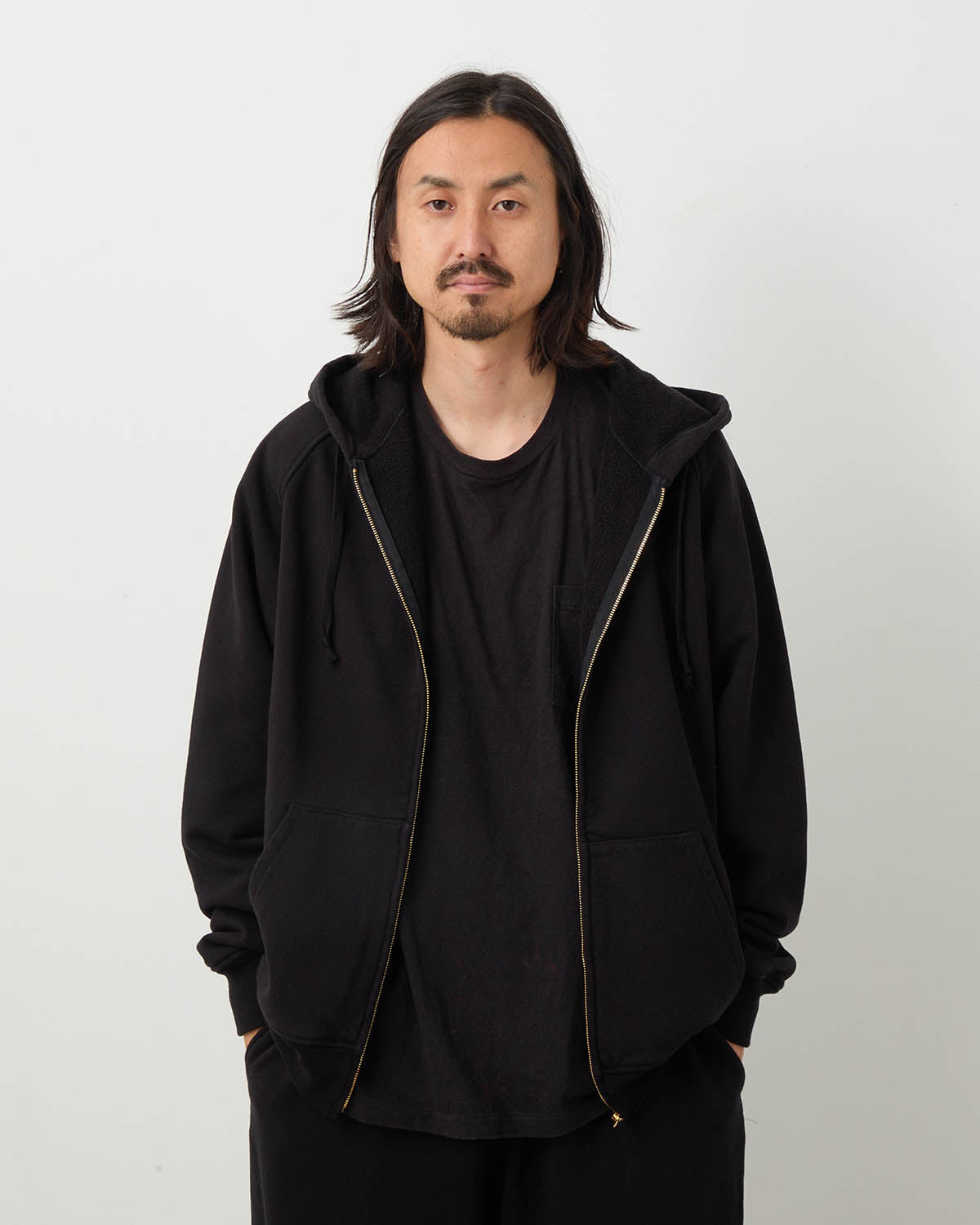 コットン裏毛ジップパーカ