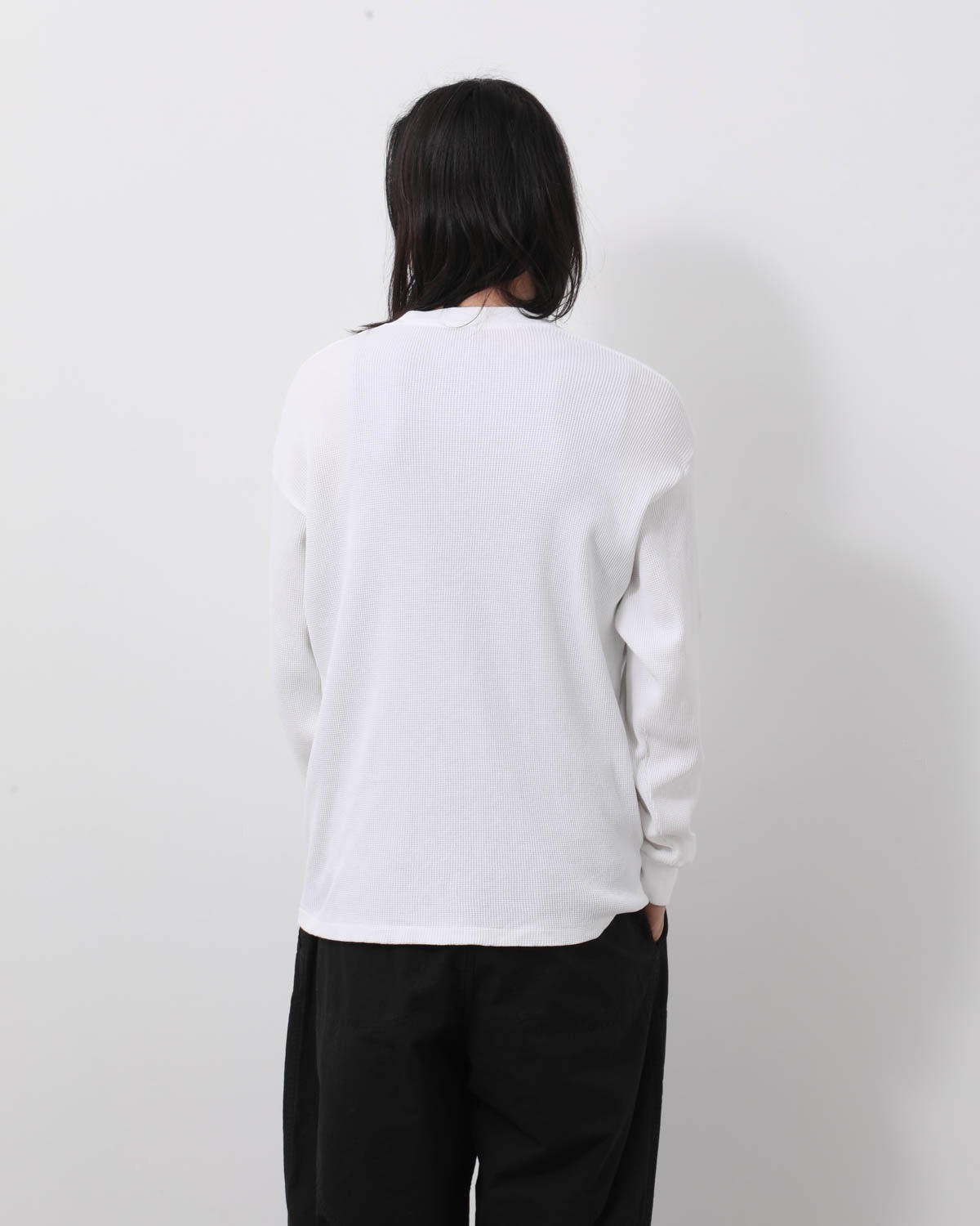 コットンワッフル長袖Tシャツ