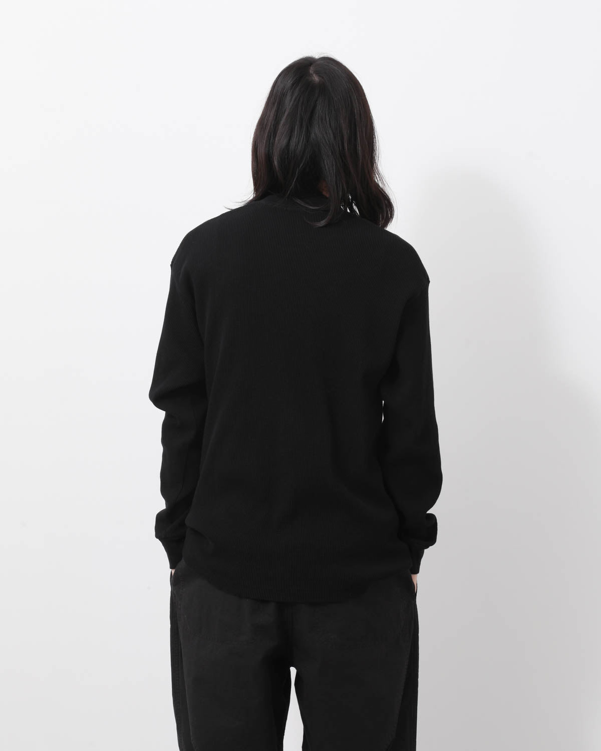 コットンワッフル長袖Tシャツ