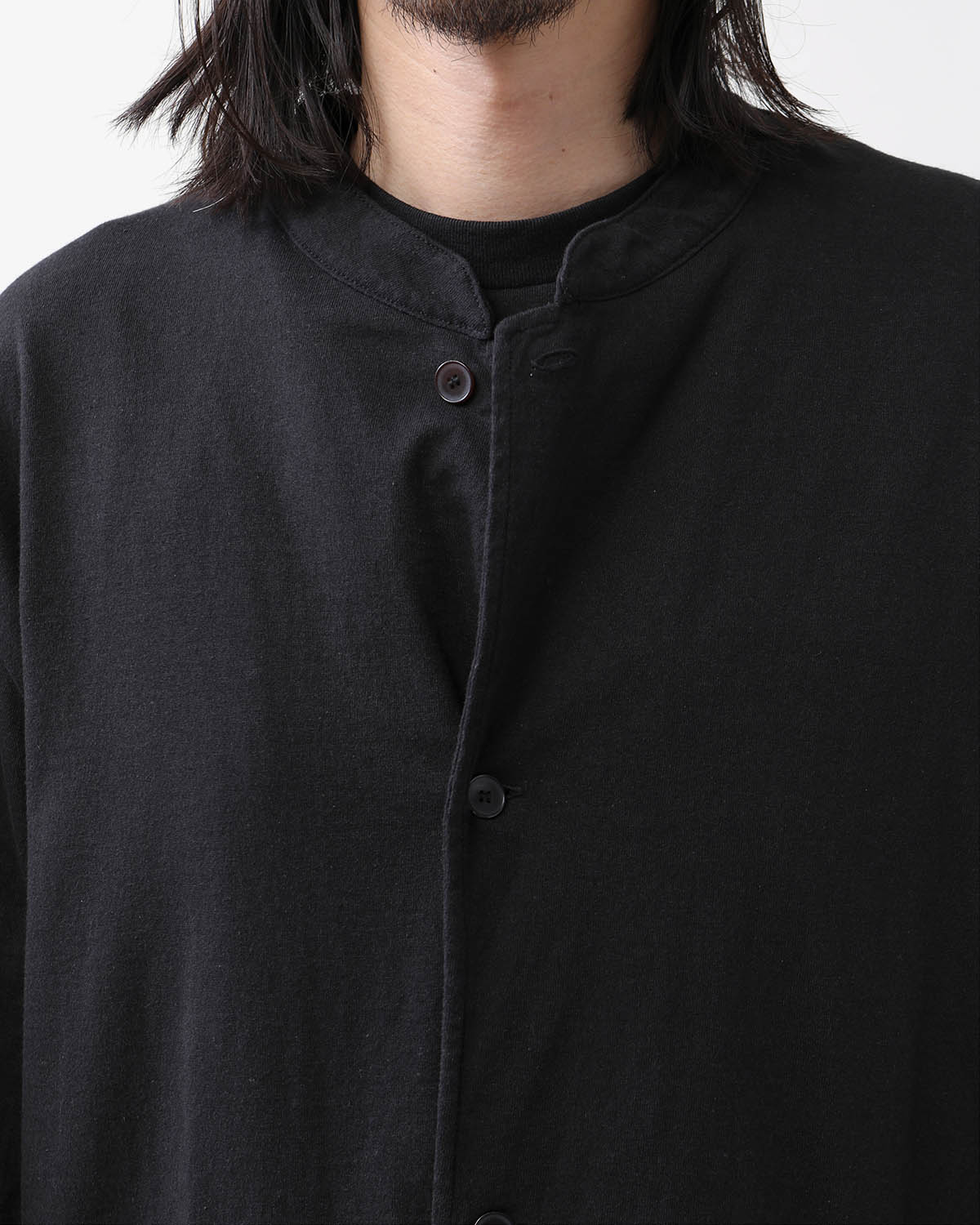 COTTON JERSEY STAND COLLAR JACKET