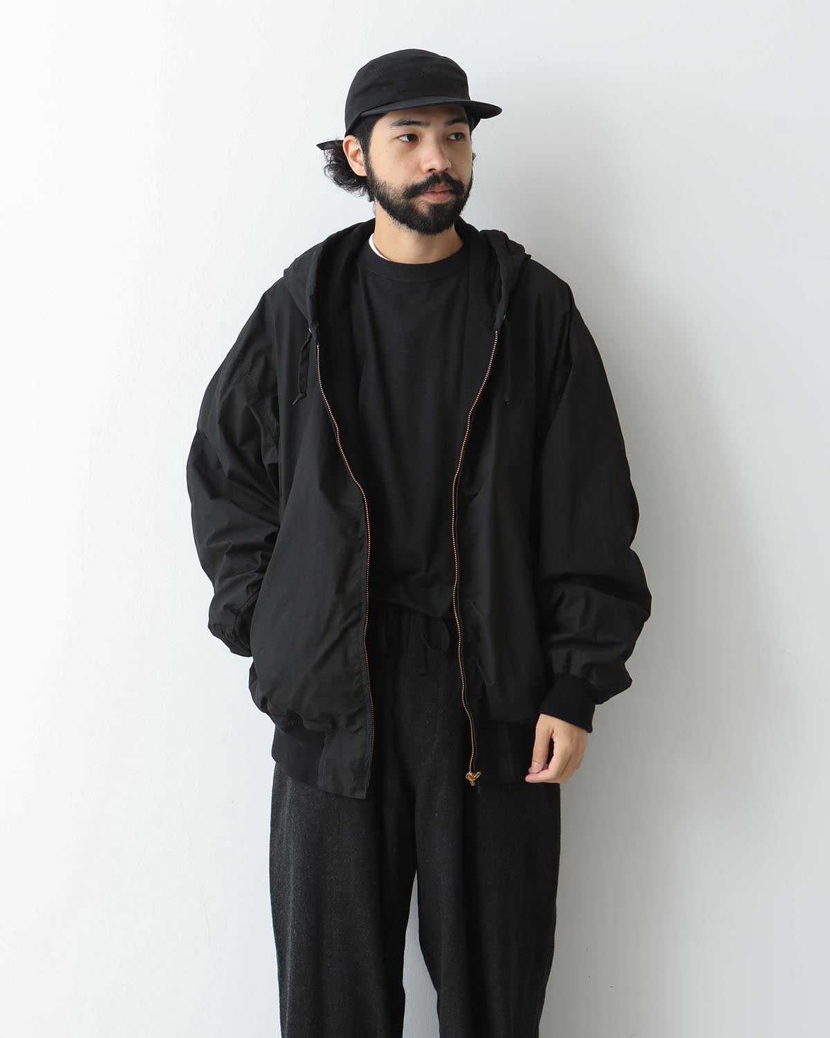 COTTON NYLON ZIP PARKA