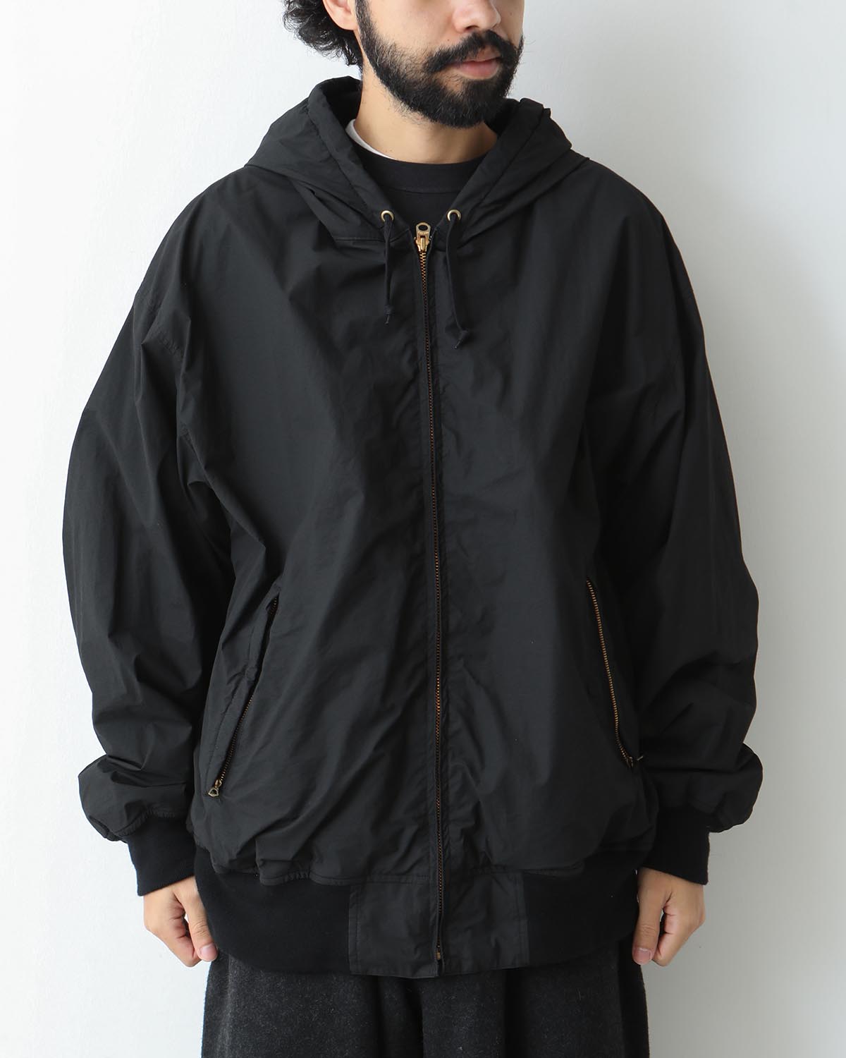 COTTON NYLON ZIP PARKA