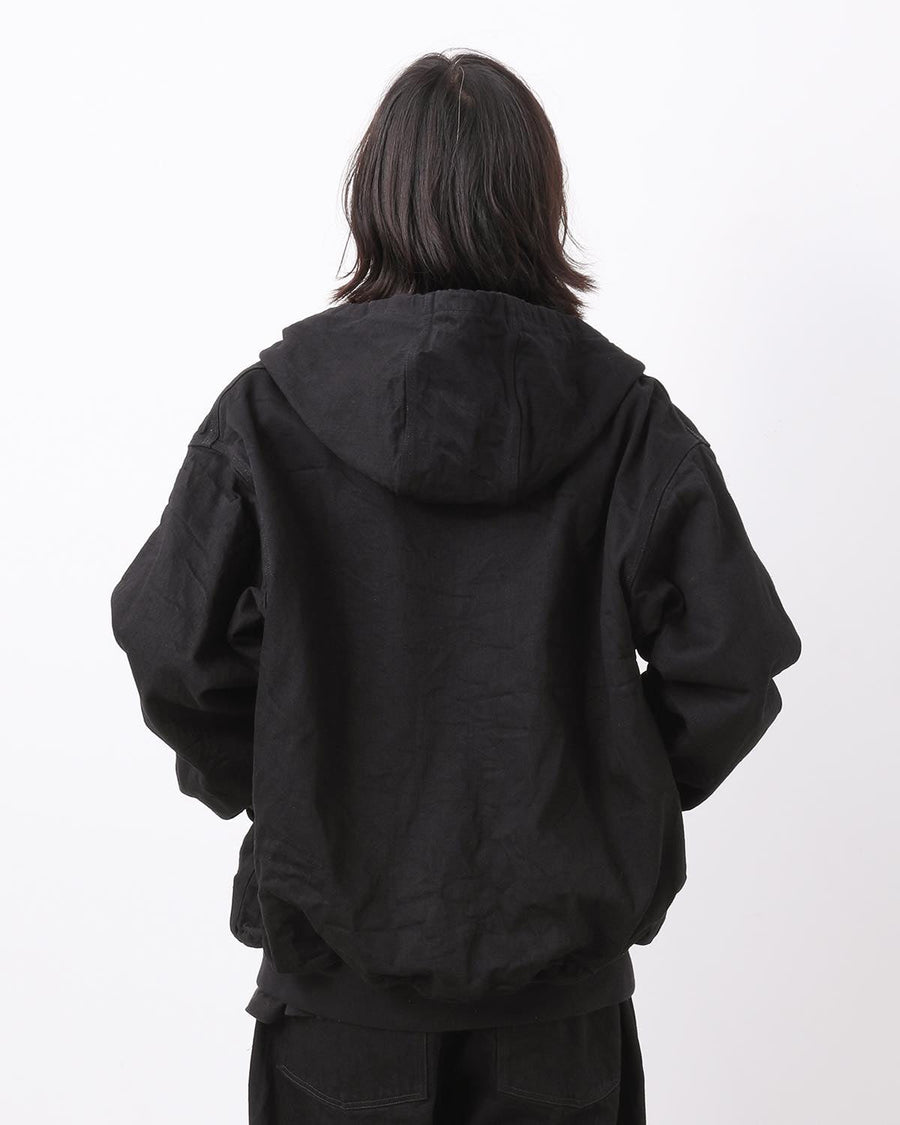 BLACK DENIM ZIP-UP HOODIE – COVERCHORD