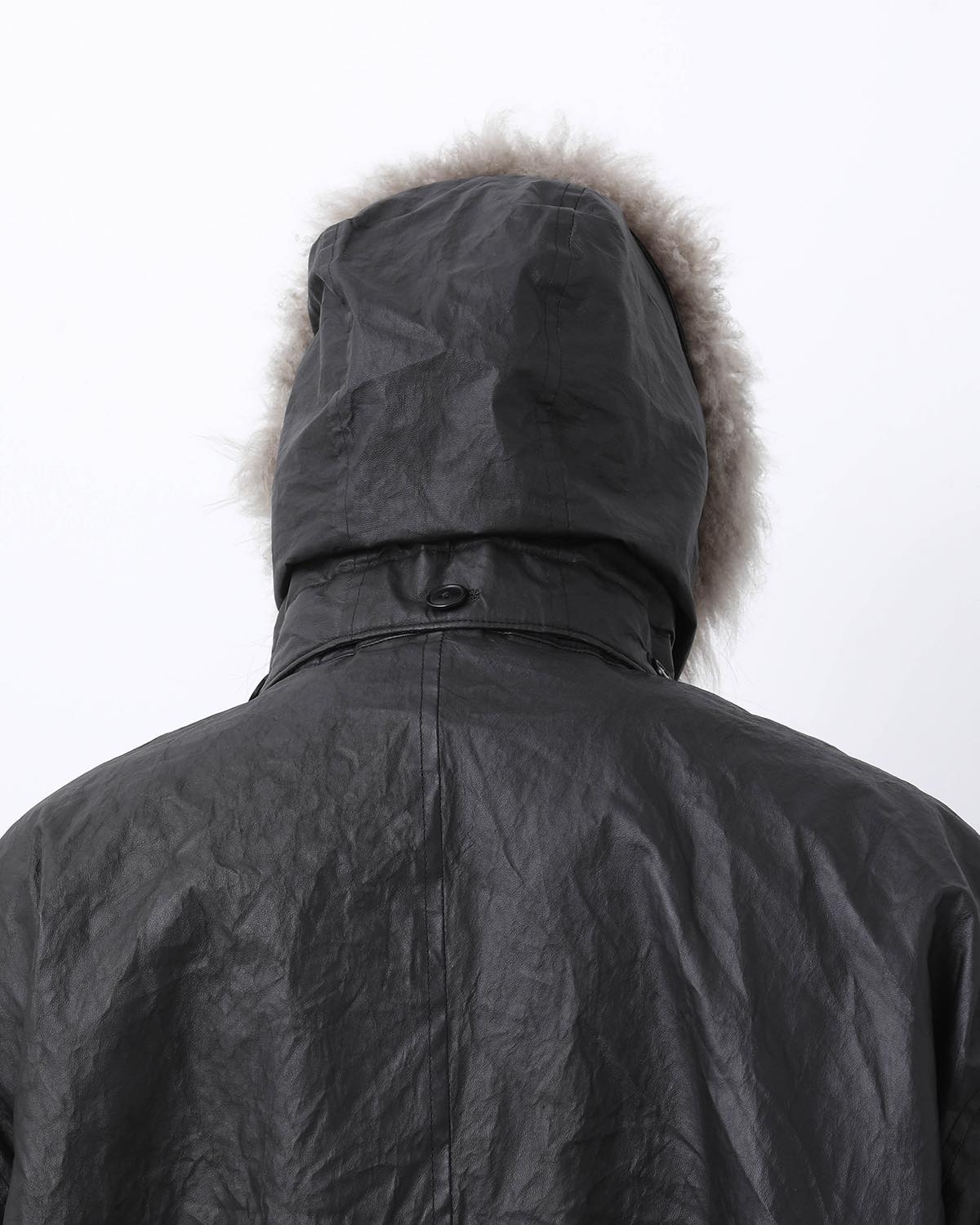 PAPER LEATHER MILITARY HOODED COAT