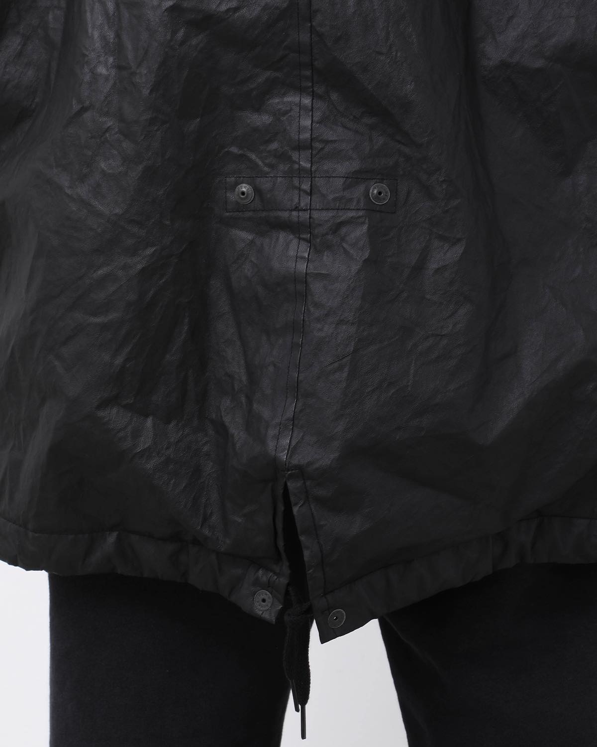 PAPER LEATHER MILITARY HOODED COAT