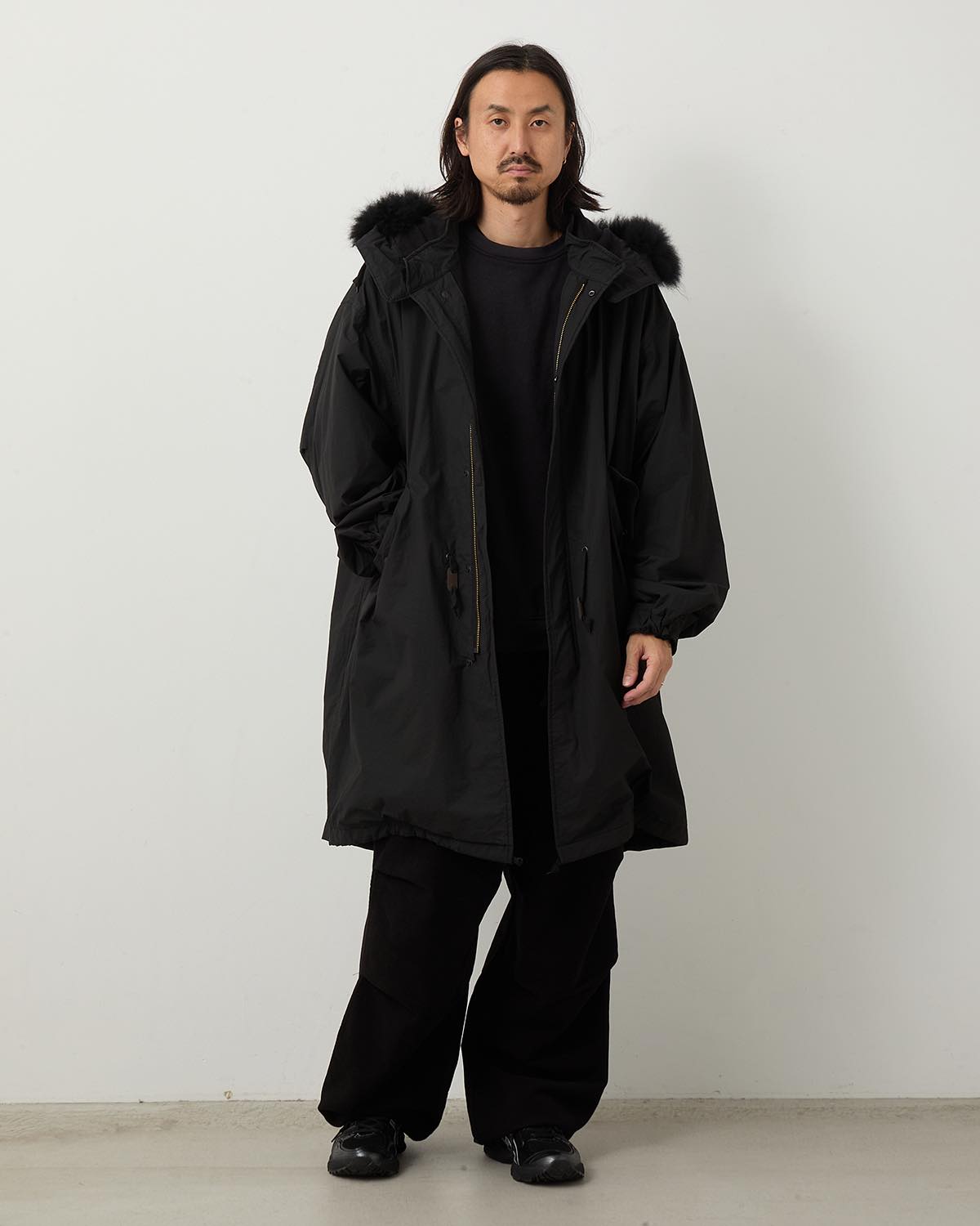 COTTON NYLON MILITARY HOODED COAT