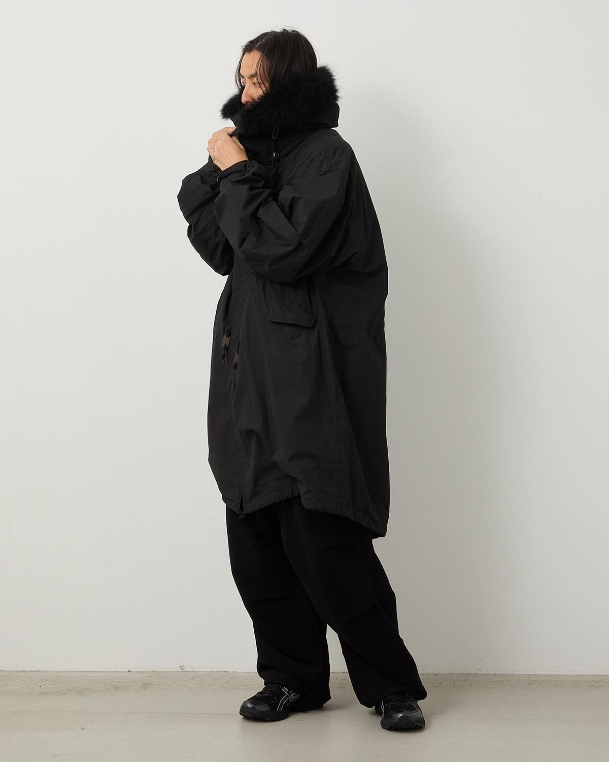 COTTON NYLON MILITARY HOODED COAT