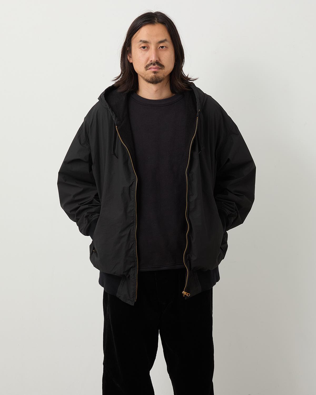 COTTON NYLON ZIP PARKA