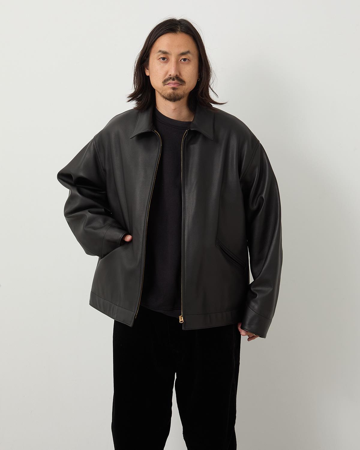 CALFSKIN ZIP SHORT JACKET