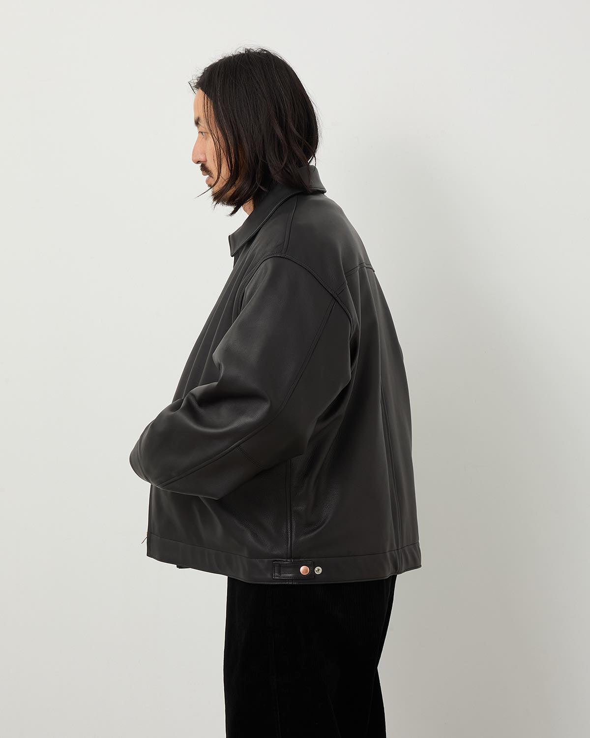 CALFSKIN ZIP SHORT JACKET