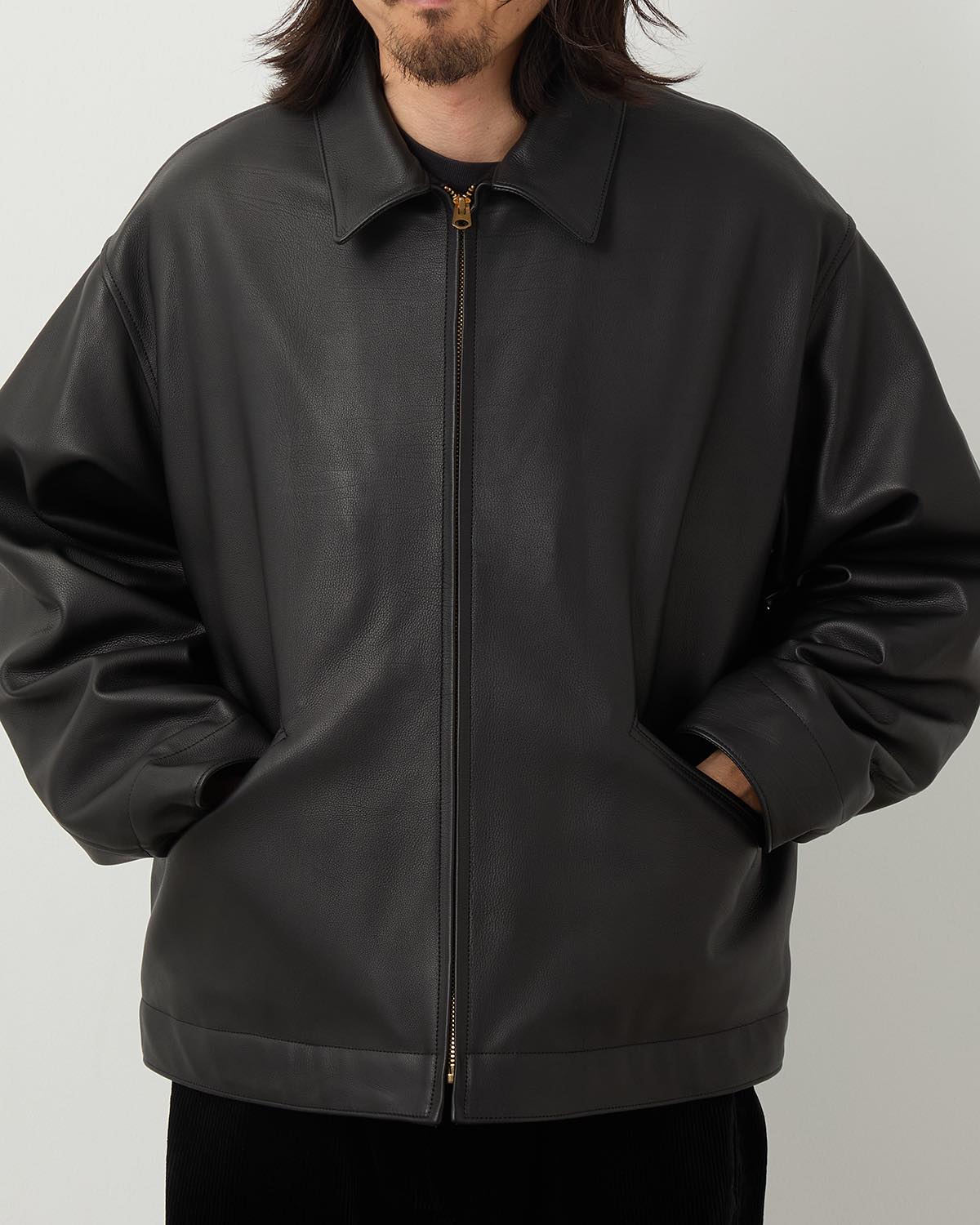 CALFSKIN ZIP SHORT JACKET