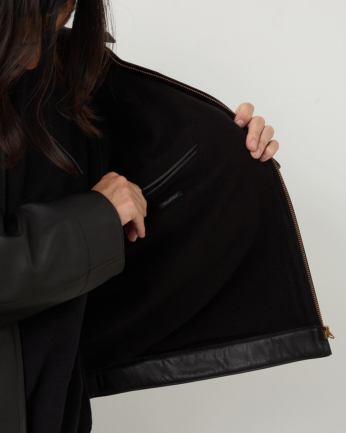 CALFSKIN ZIP SHORT JACKET