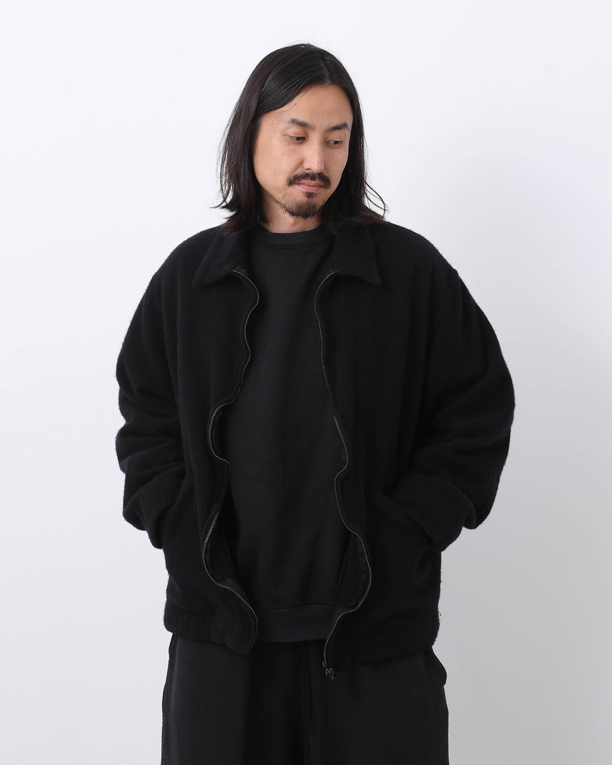 FELTED WOOL ZIP SHORT JACKET