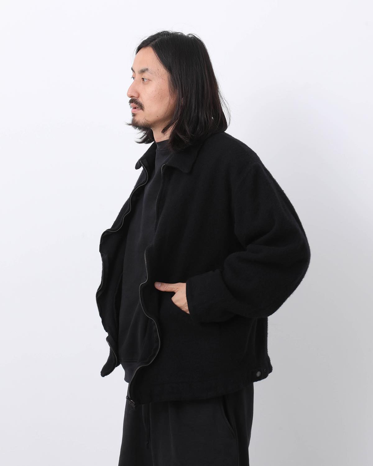 FELTED WOOL ZIP SHORT JACKET