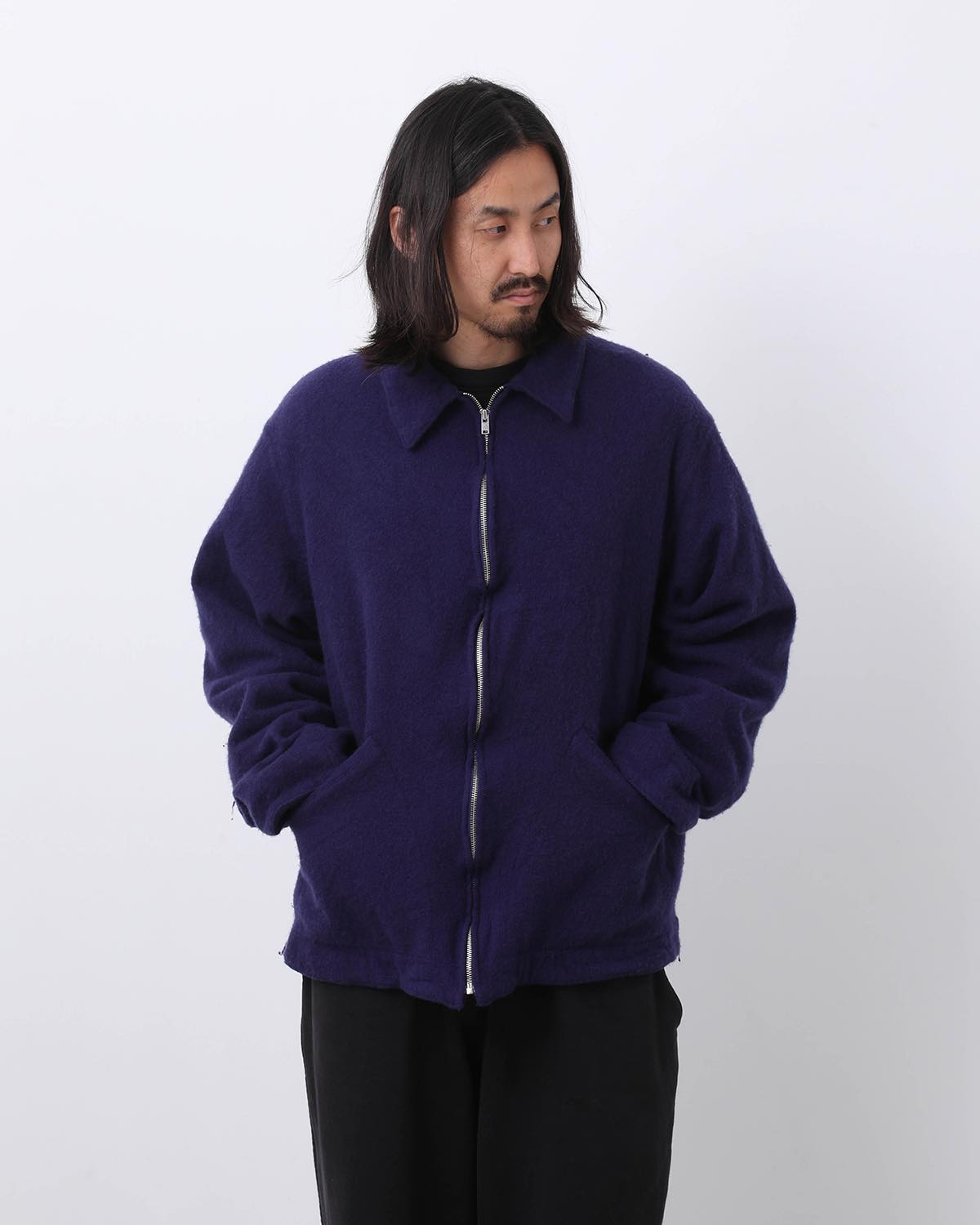 FELTED WOOL ZIP SHORT JACKET