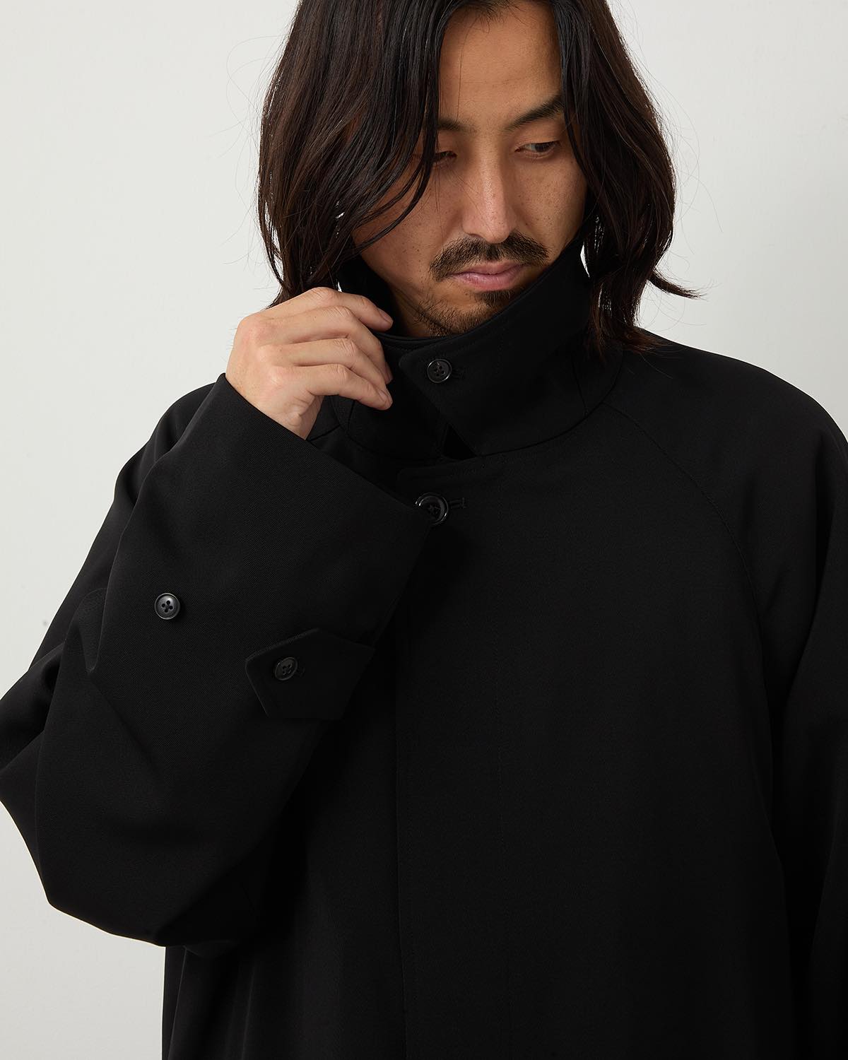 WOOL GABARDINE BAL COLLAR COAT