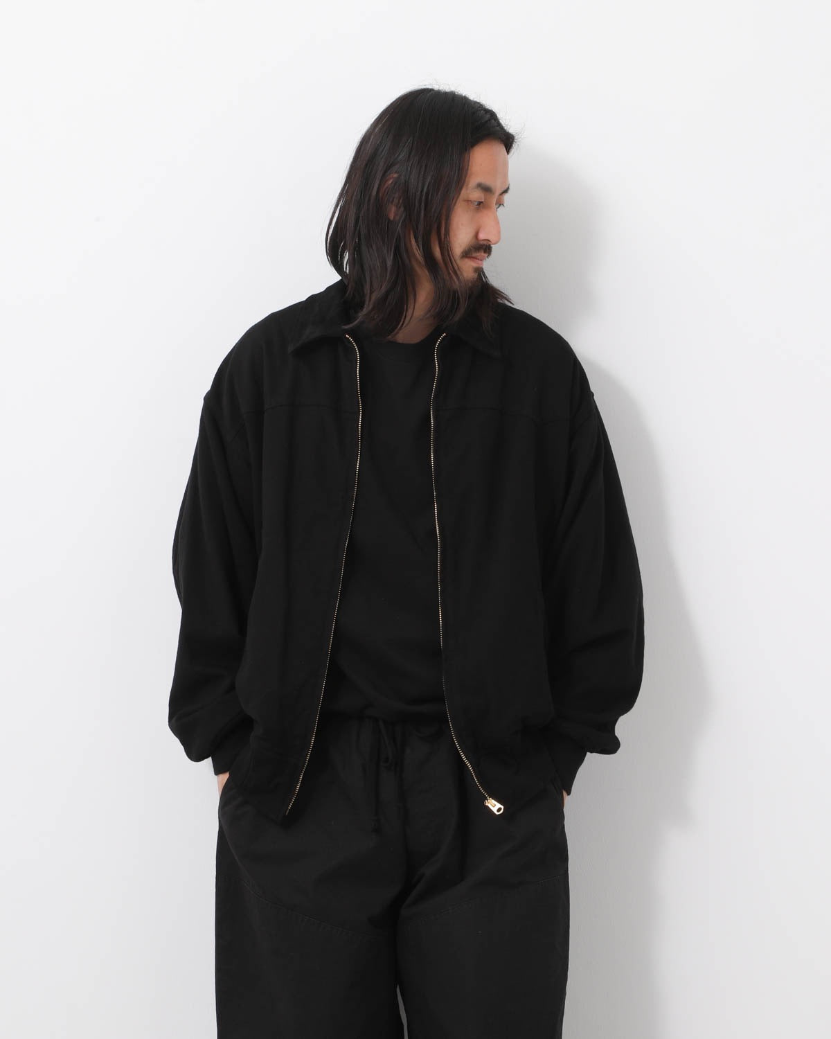 ブラックドリルジップジャケット