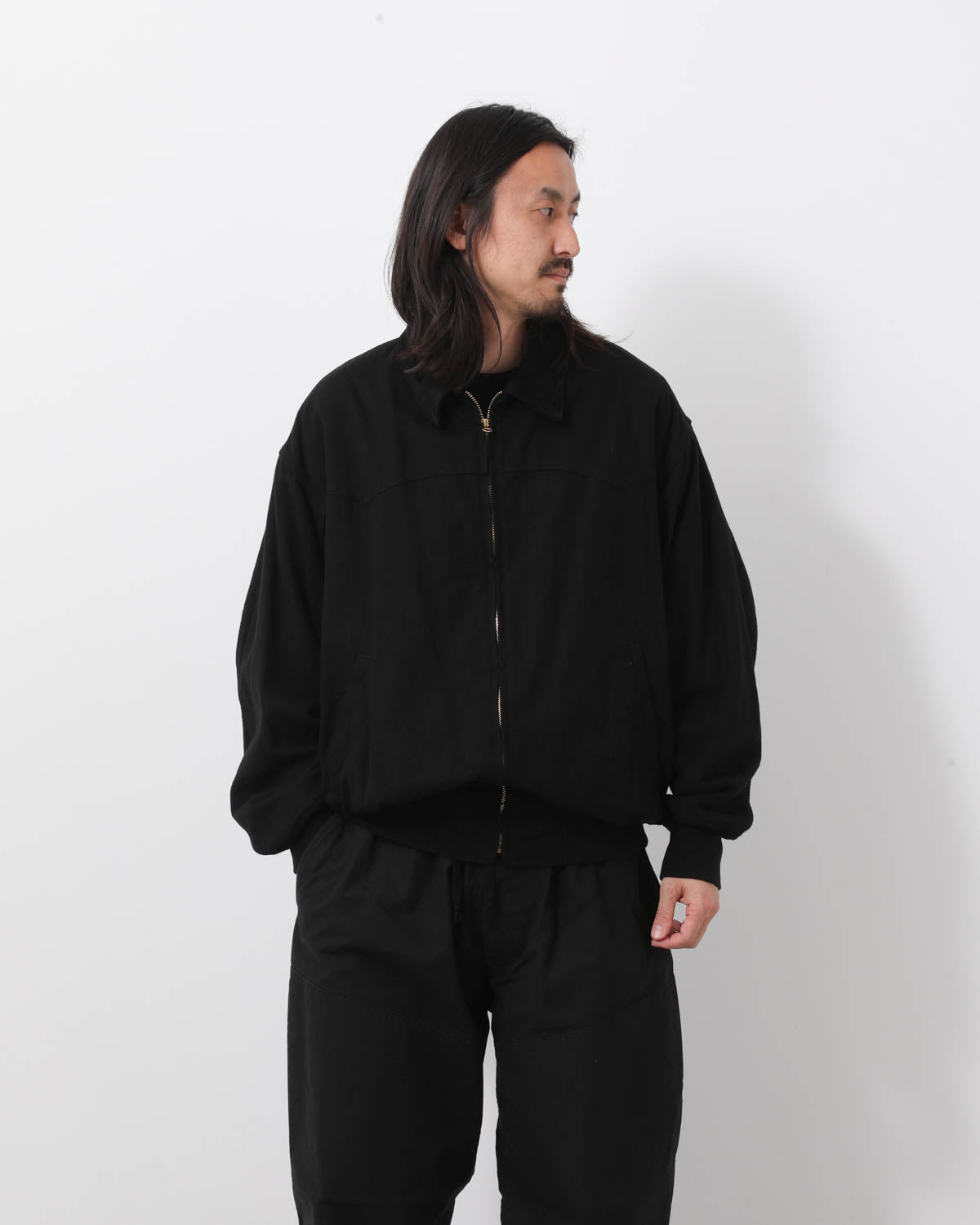 ブラックドリルジップジャケット
