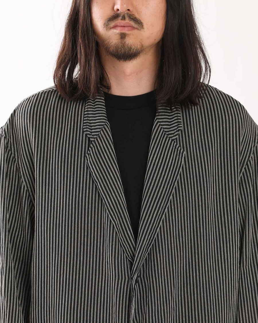 ChristianDior　ストライプ　ジャケット Macrocannage Jacket Black and White Technical Cotton Tweed | DIOR