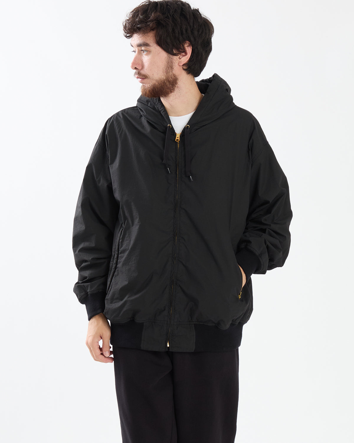 COTTON NYLON ZIP HOODIE