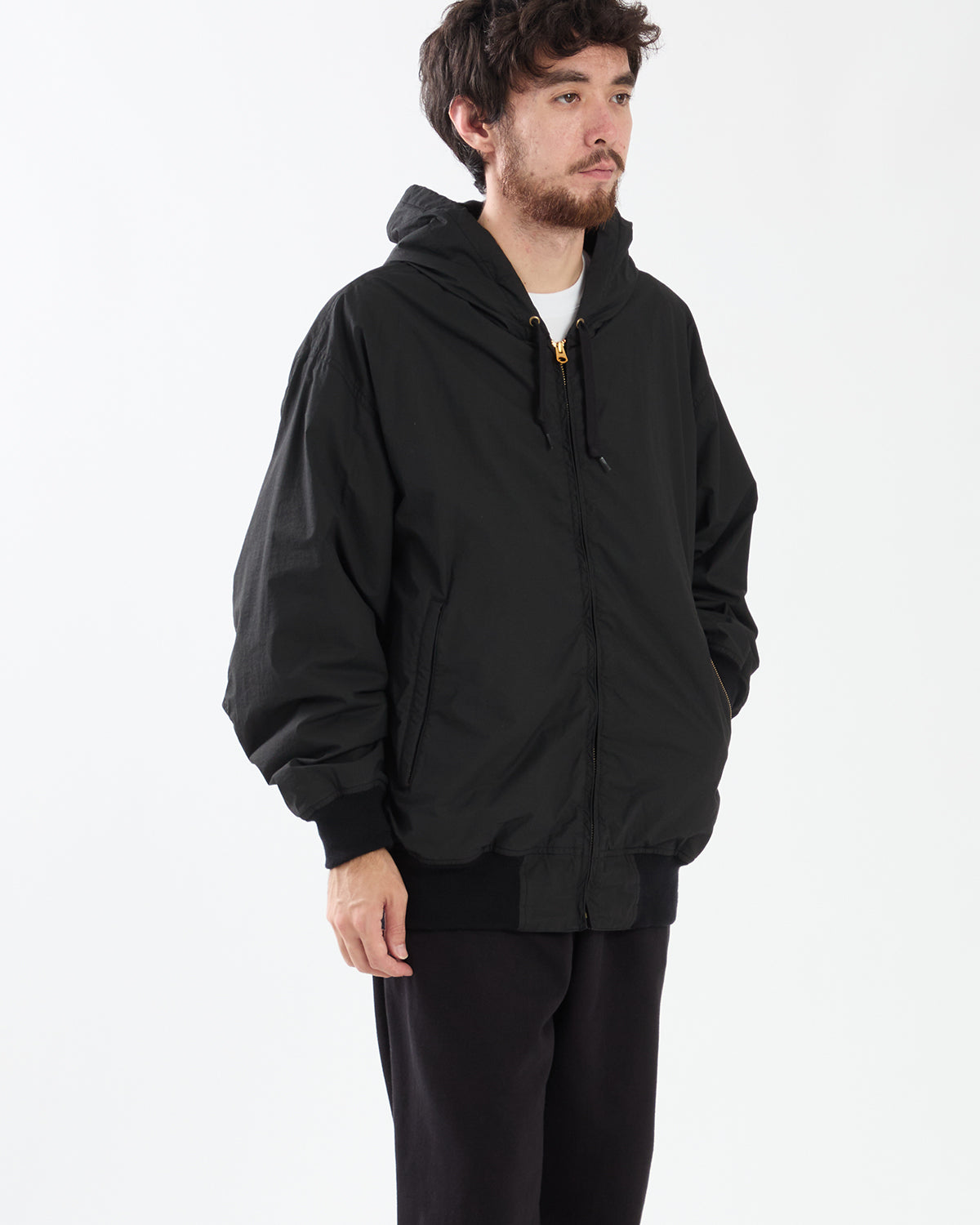 COTTON NYLON ZIP HOODIE