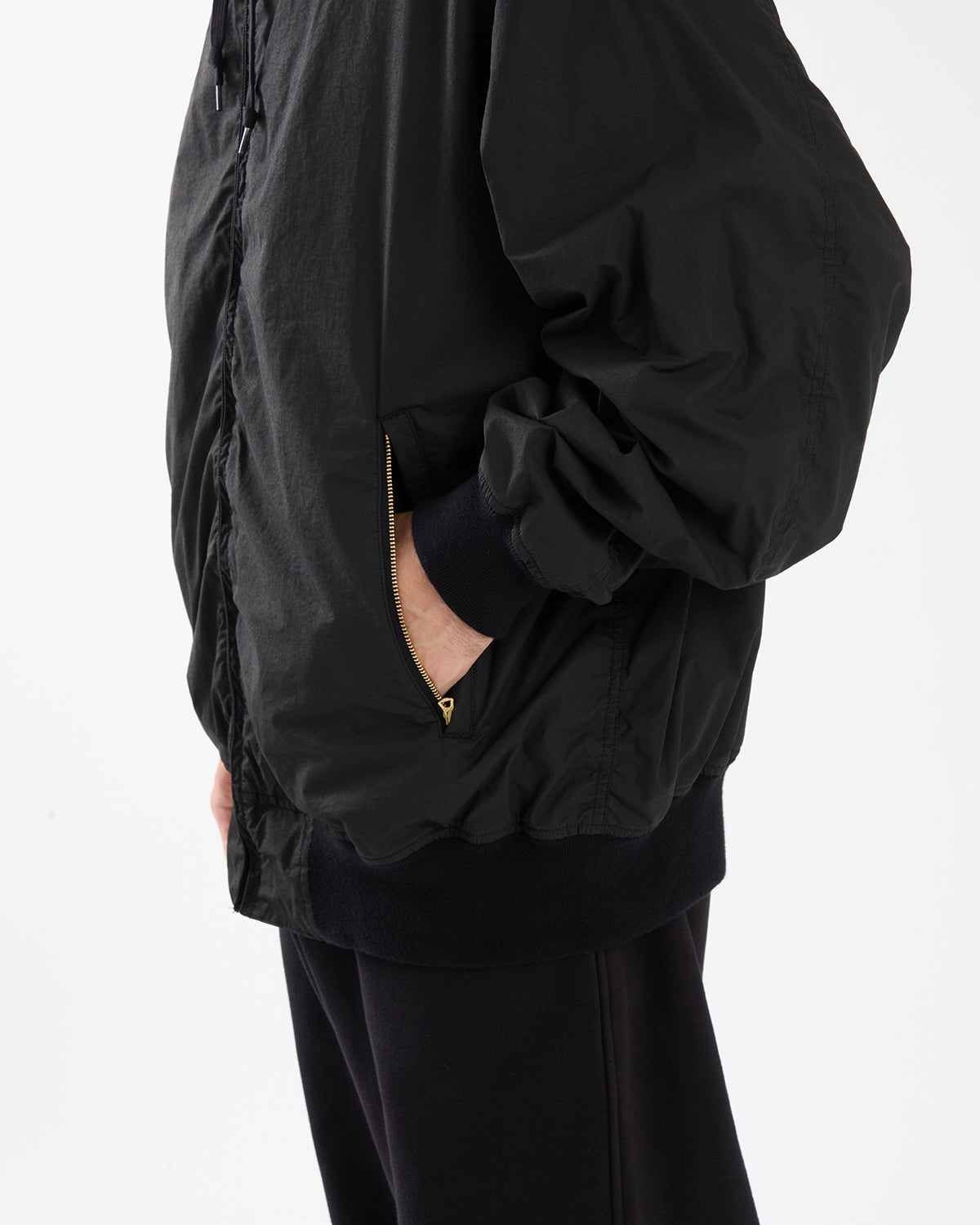 COTTON NYLON ZIP HOODIE
