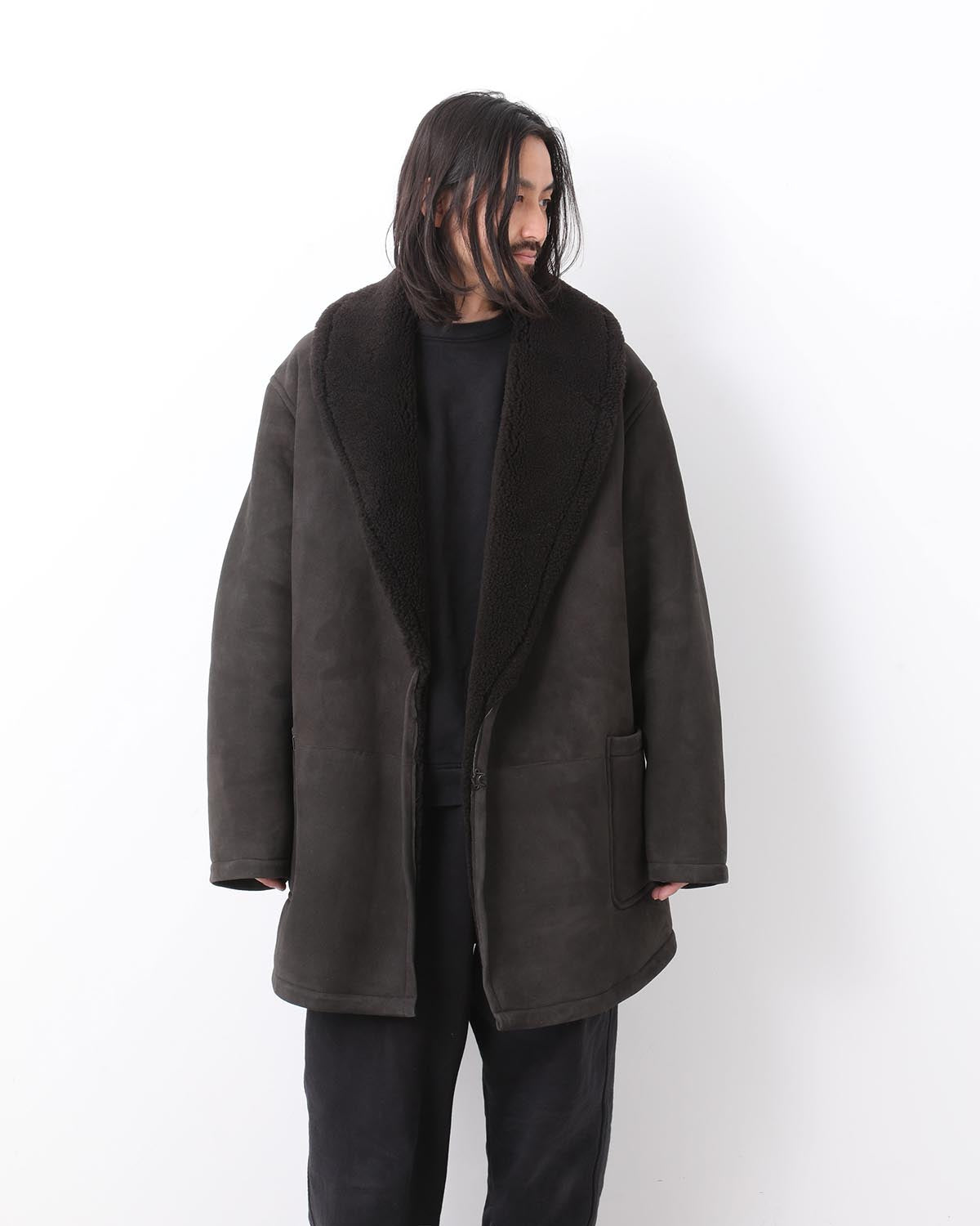 SHEEPSKIN SHAWL COLLAR COAT