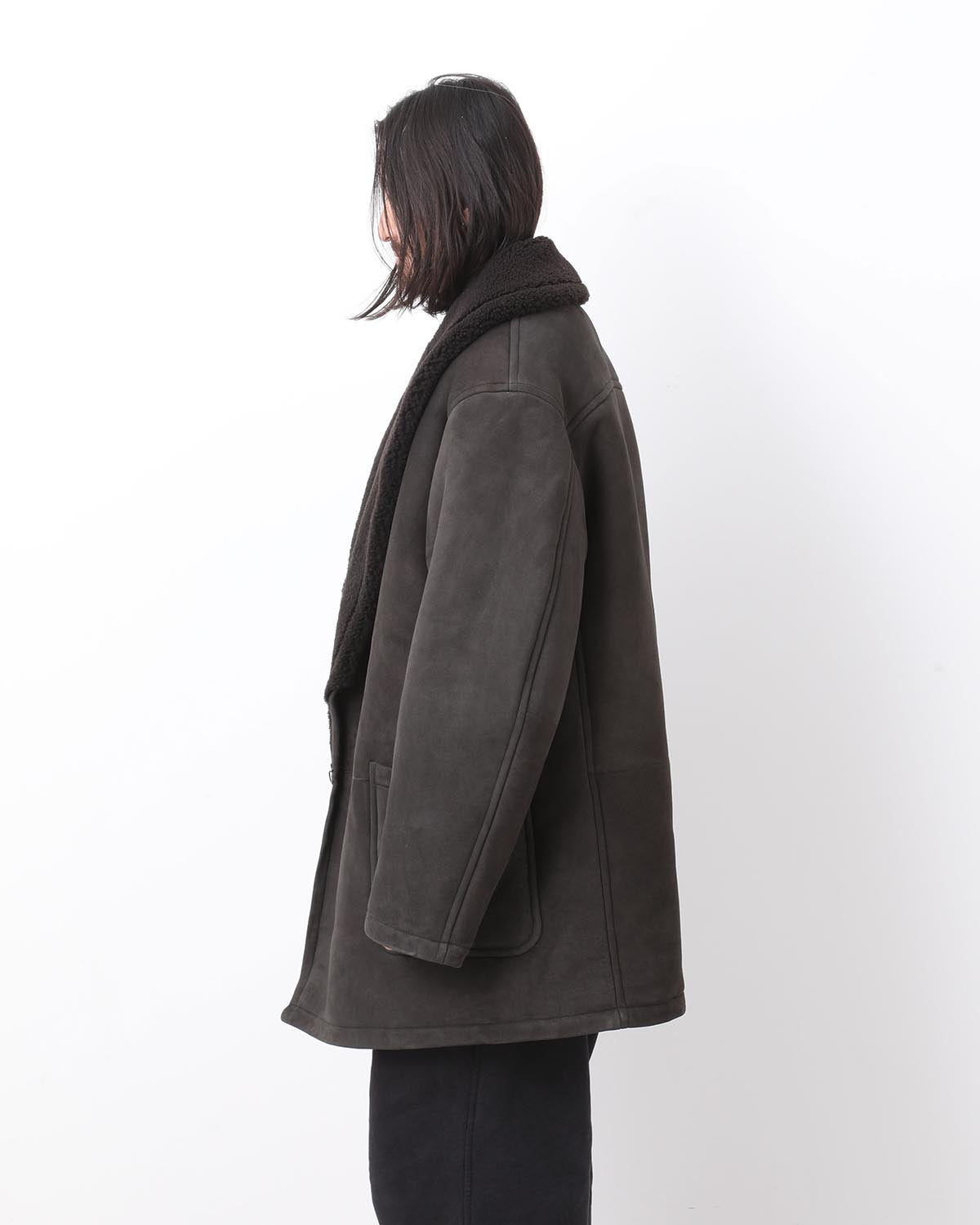 SHEEPSKIN SHAWL COLLAR COAT