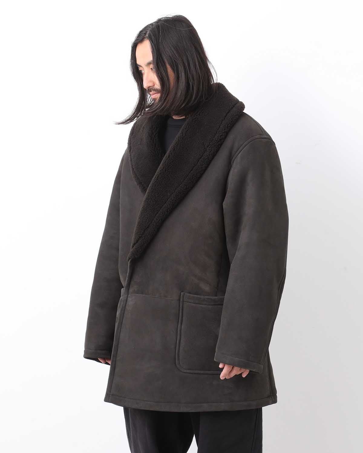 SHEEPSKIN SHAWL COLLAR COAT