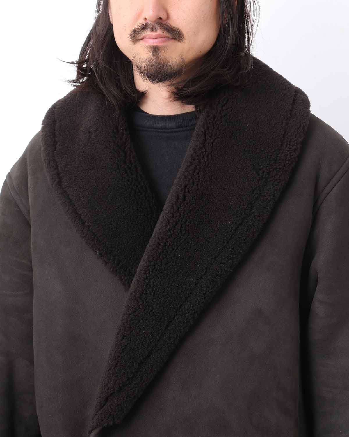 SHEEPSKIN SHAWL COLLAR COAT