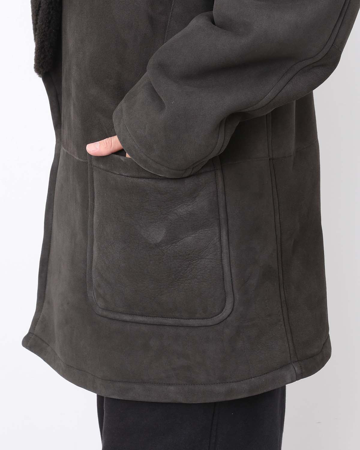SHEEPSKIN SHAWL COLLAR COAT