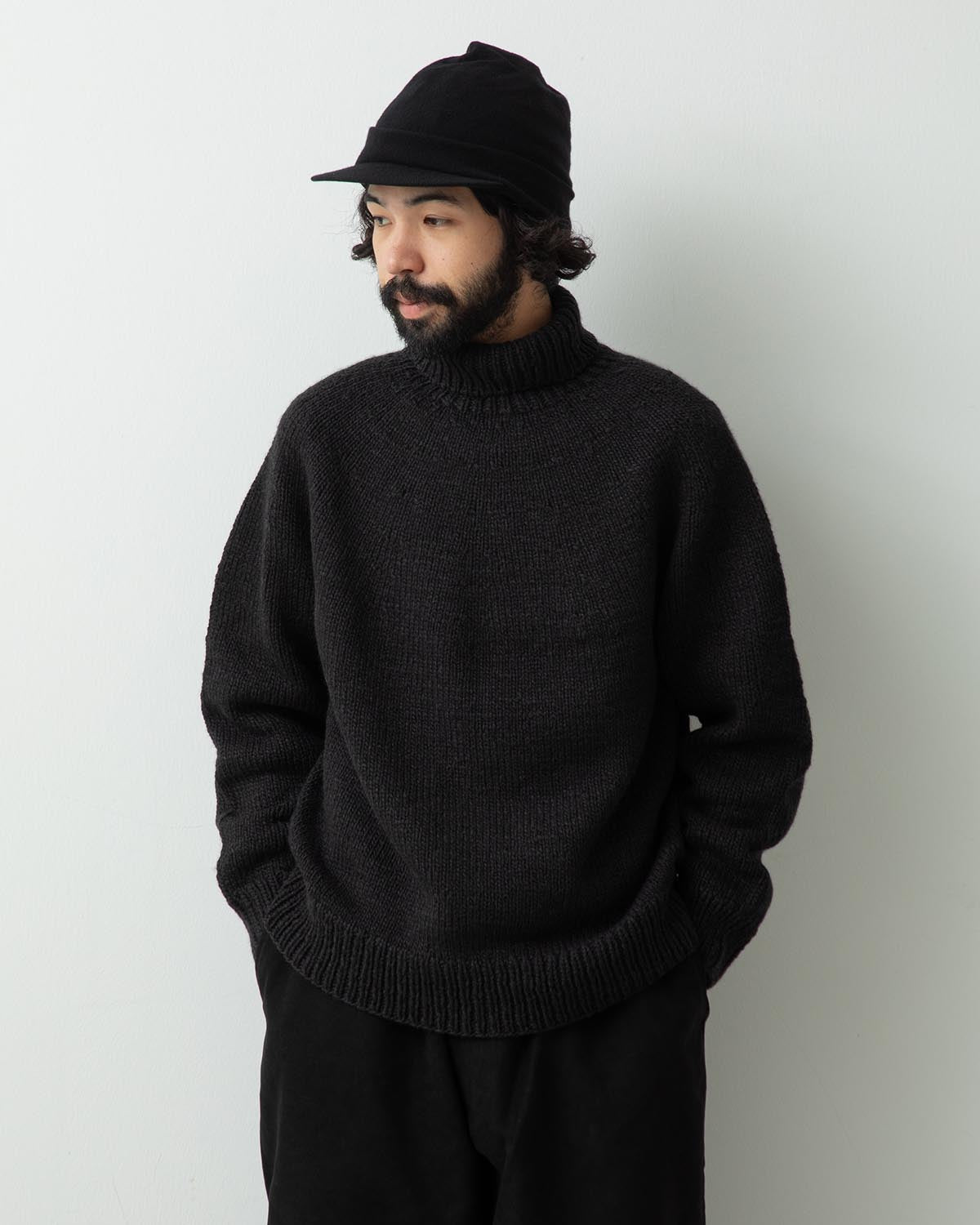 CASHMERE WASHI HAND TURTLENECK KNIT