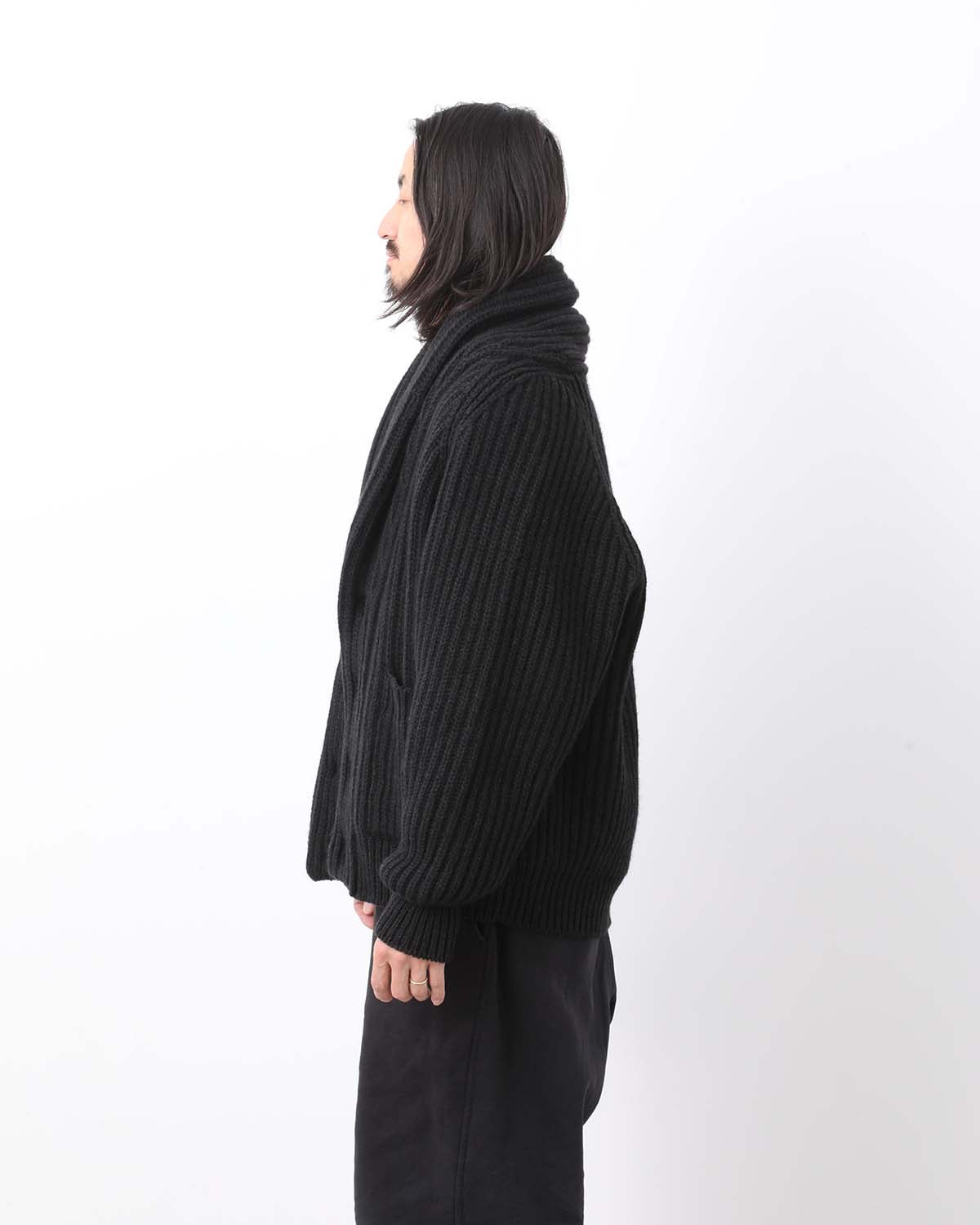 CASHMERE WASHI SHAWL COLLAR KNIT JACKET