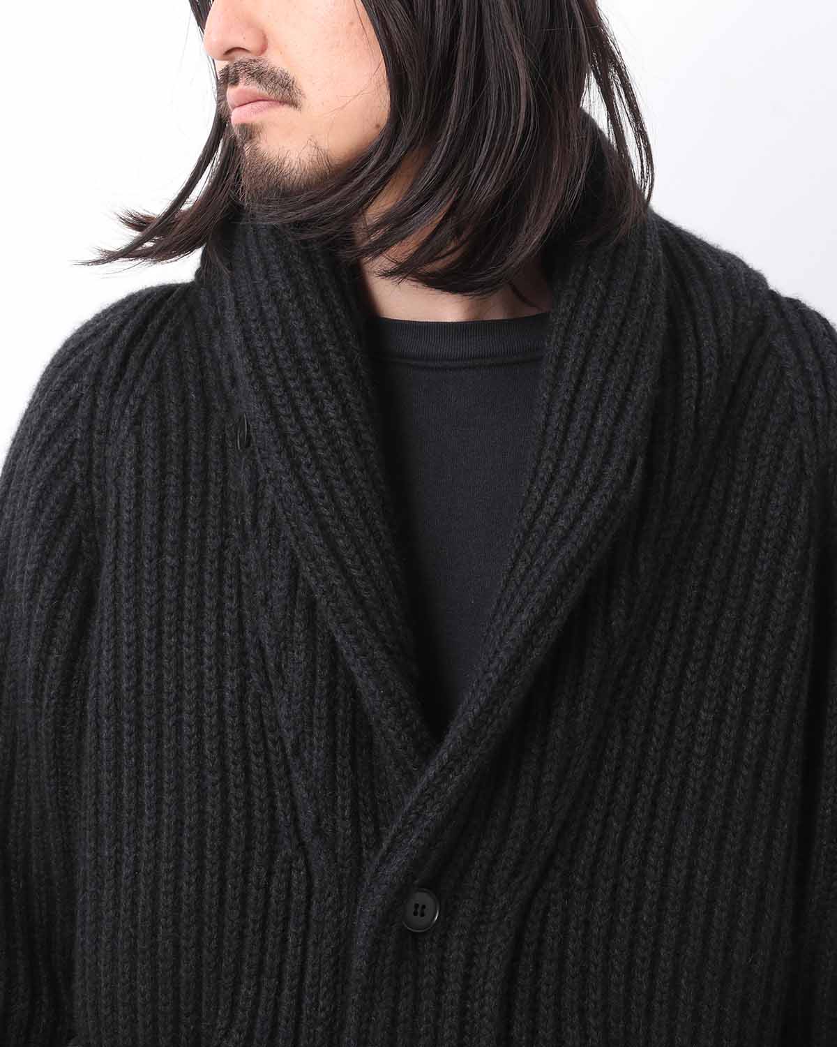 CASHMERE WASHI SHAWL COLLAR KNIT JACKET
