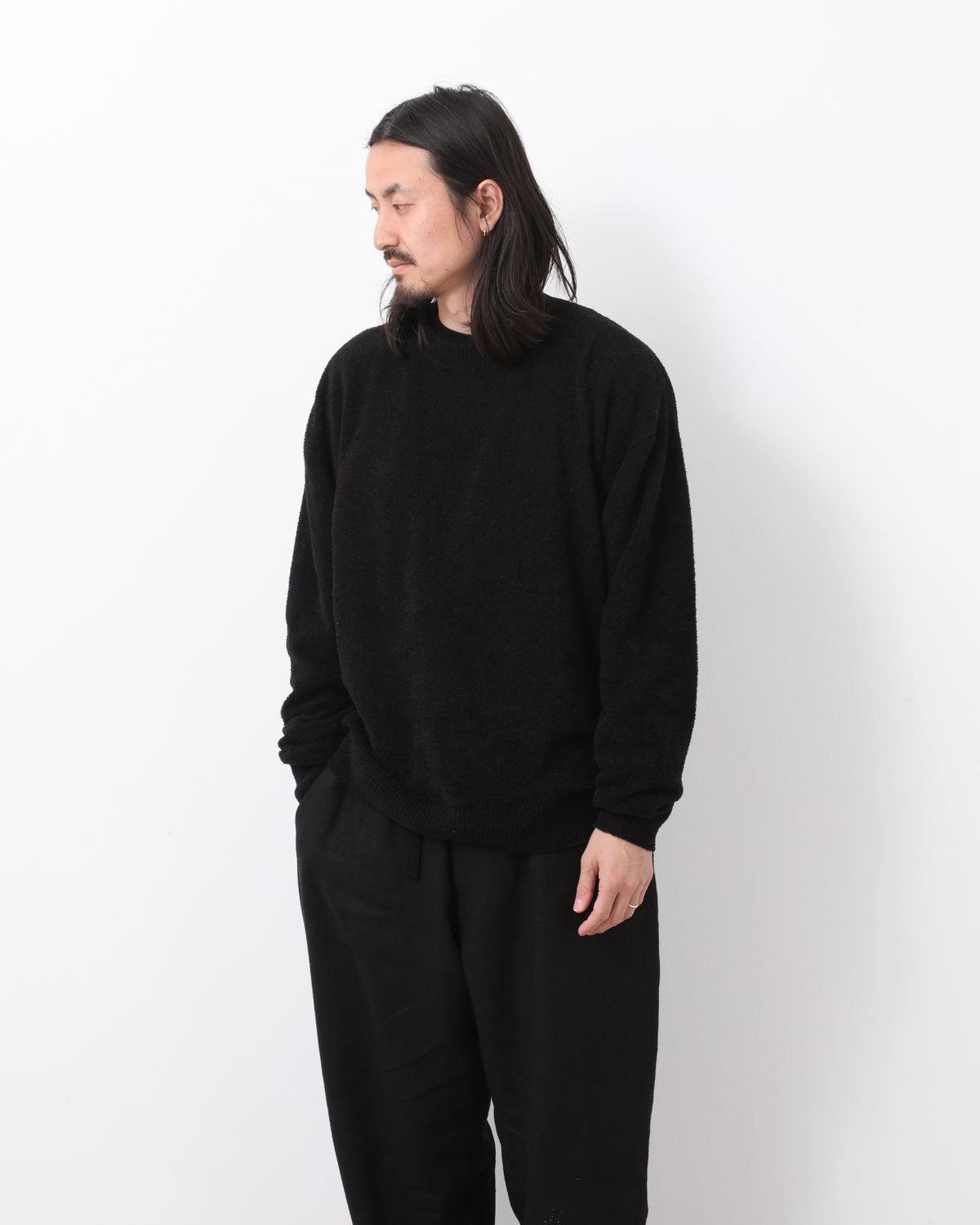 コットンシャギークルーネックニット