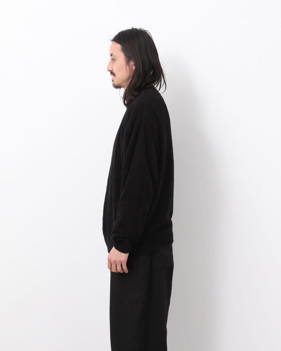 タグ付属　24SS COMOLI 18g コットン クルーネックニット　ブラック COMOLI ブラック クルーネックニット | 大阪心斎橋のメンズ洋服の
