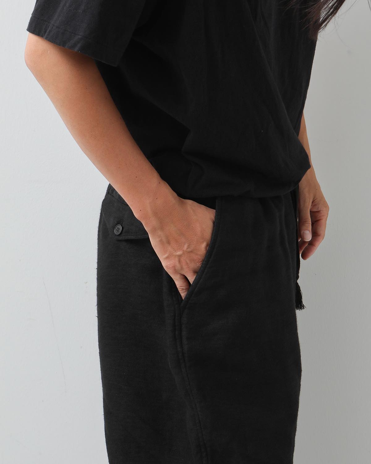 BRUSHED LINEN DRAWSTRING PANTS