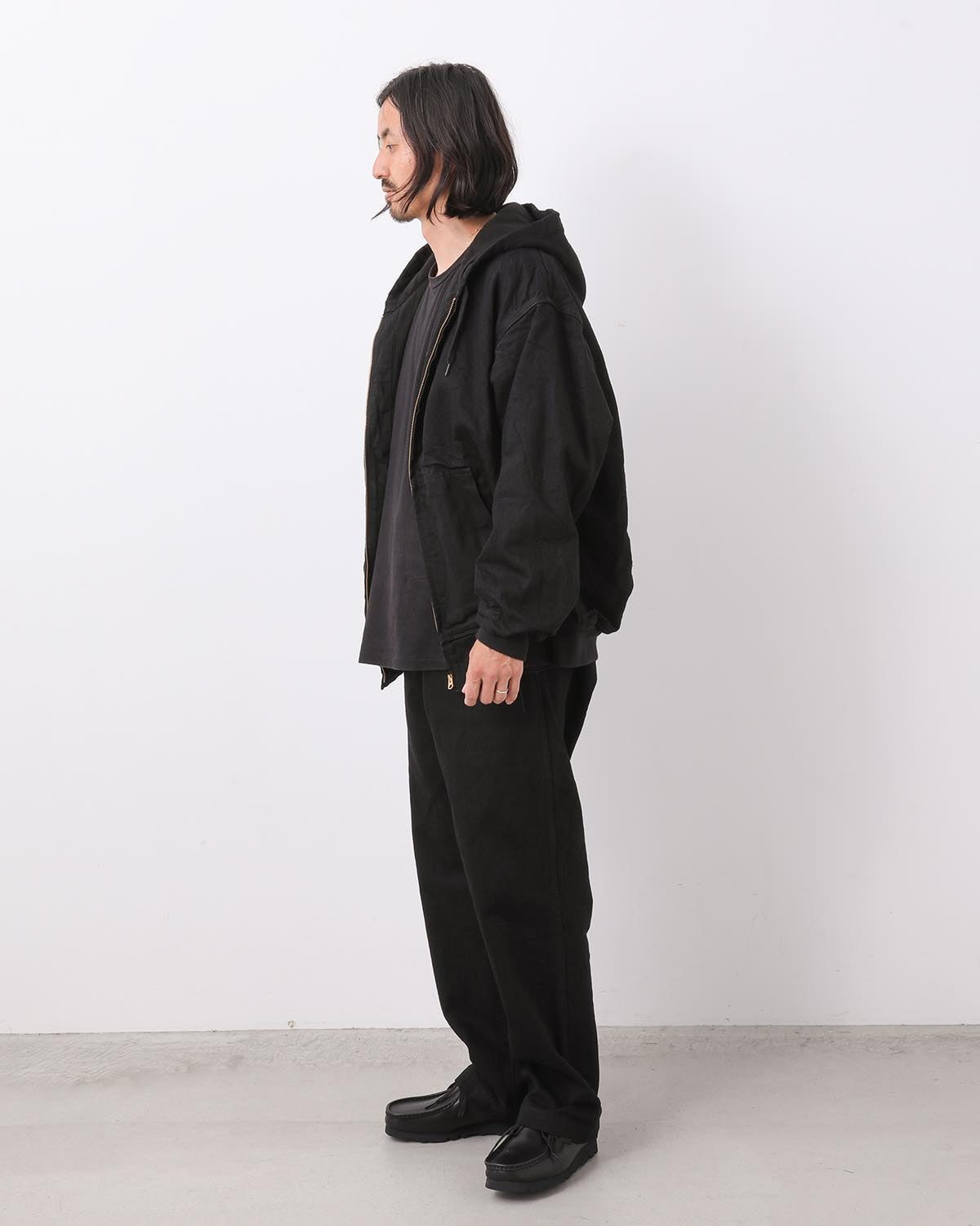 ブラックデニムオーバーパンツ