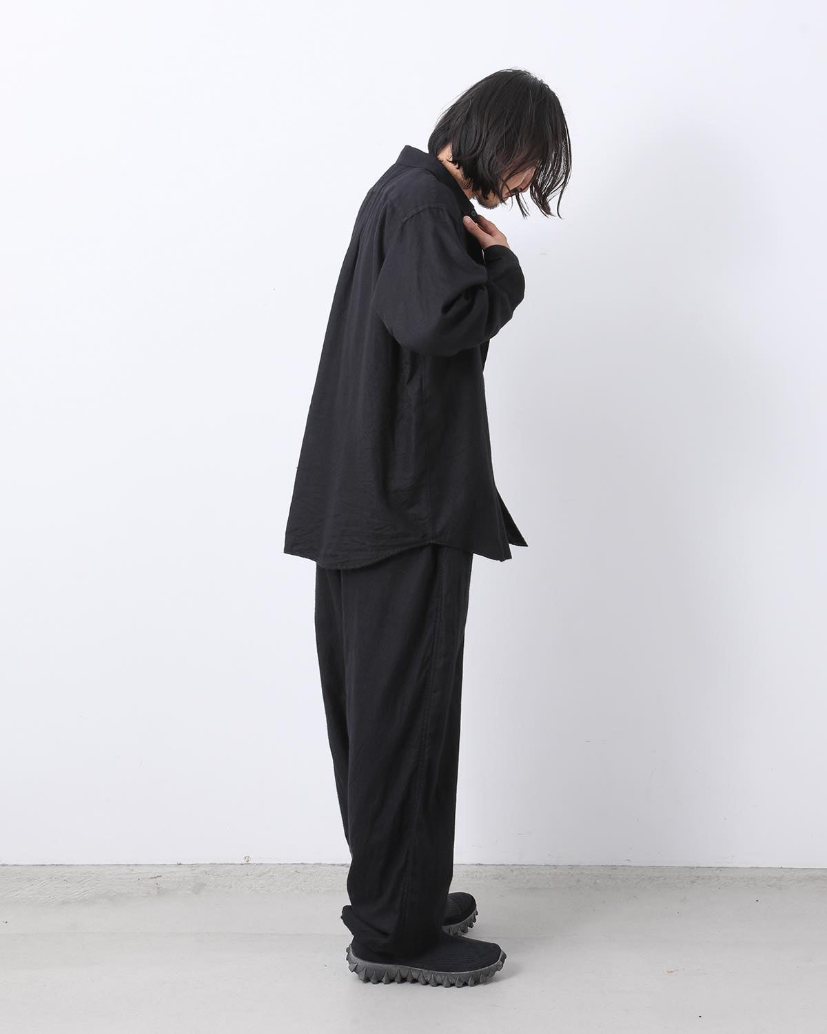 カシミヤシルク製品染ドローストリングパンツ