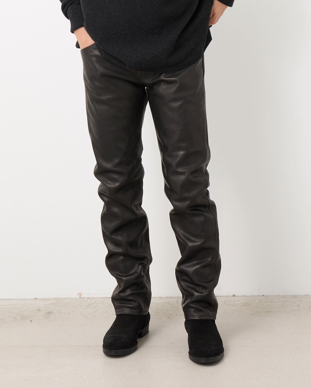 LEATHER 5-POCKET PANTS