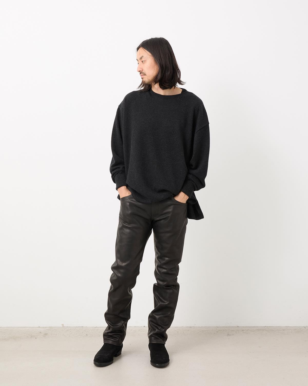 LEATHER 5-POCKET PANTS