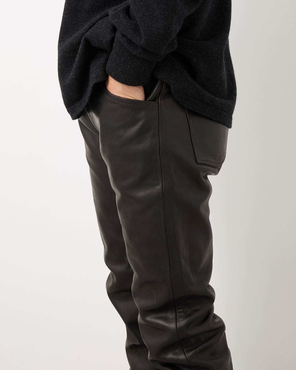 LEATHER 5-POCKET PANTS