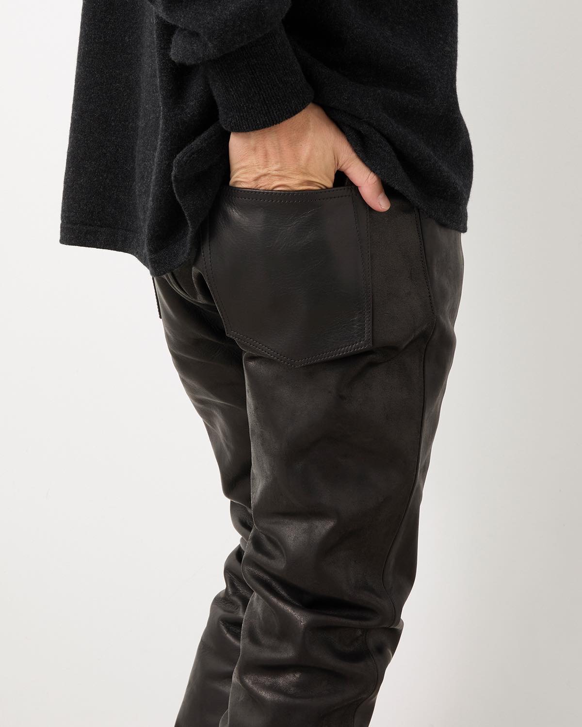LEATHER 5-POCKET PANTS