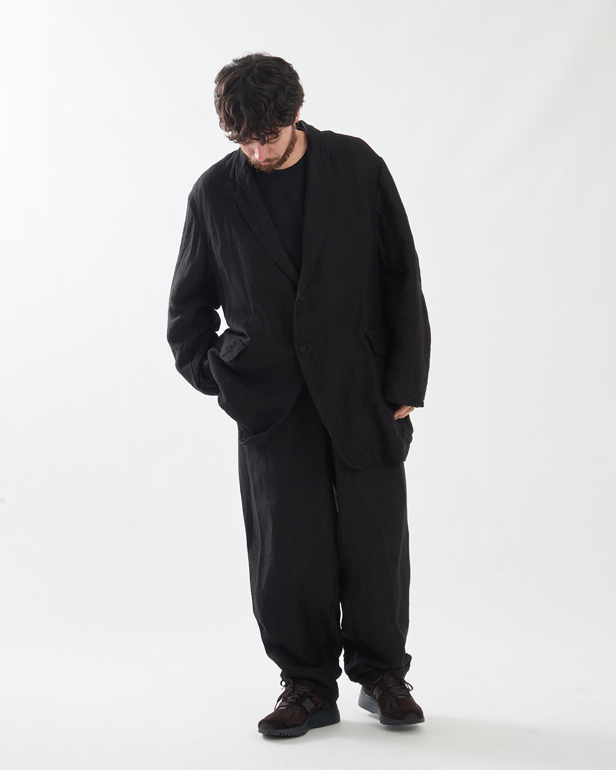 リネンサテンドローストリングパンツ